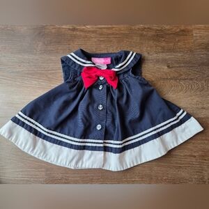 Baby Girls Good Lad Navy Blue Nautical Sailor Dress Beach Portrait Cruise sz 6m